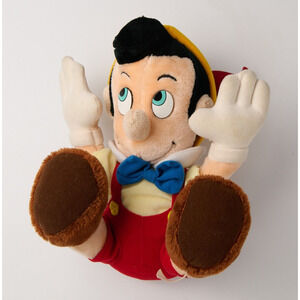 Vintage 1980s Walt Disney World Disneyland Pinocchio Plush Doll 10" Sitting Pose